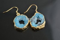 серьги позолоченные (золото 18 карат) с друзами агата